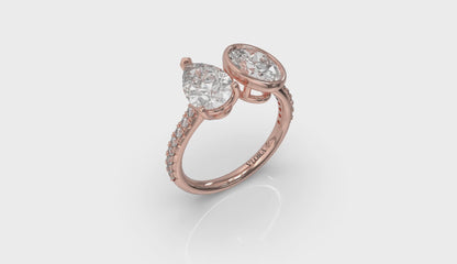Duet Pear and Oval Two Stone Engagement Ring