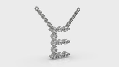 Diamond Alphabet Pendant Necklace, E