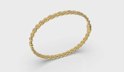 Alternating Diamond Twist Bangle Bracelet