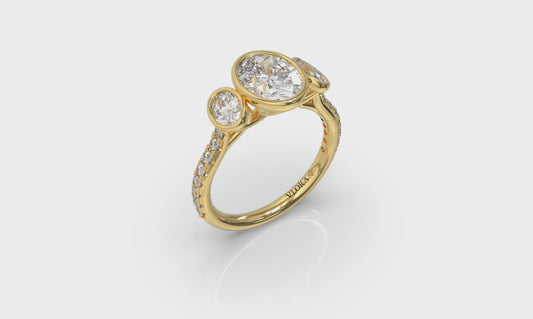 Trio Oval Bezel Engagement Ring