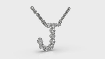 Diamond Alphabet Pendant Necklace, J