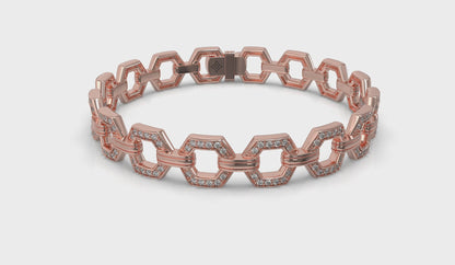 Diamond Open Honeycomb Link Bracelet