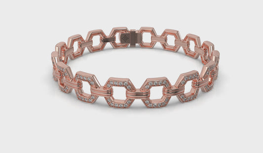 Diamond Open Honeycomb Link Bracelet