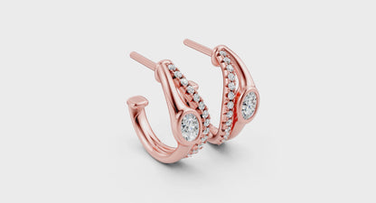 Bezel‑set Oval Diamond and Pavé Diamond Wrap Hoops