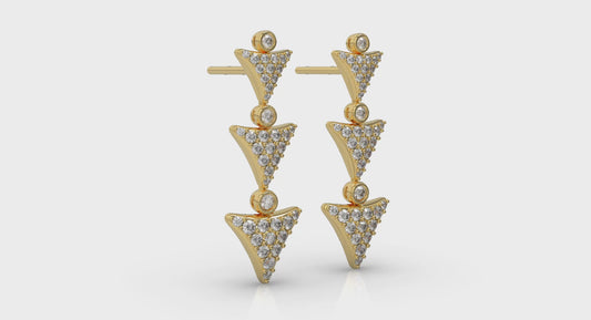Diamond Trinity Drop Statement Earrings