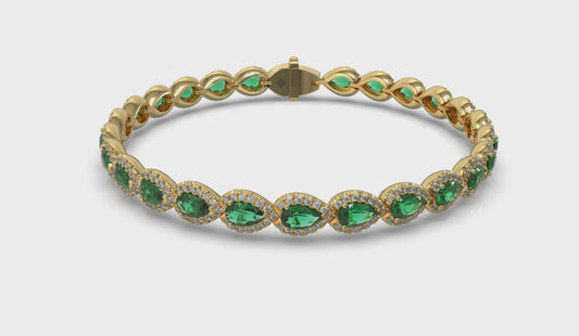 Diamond and Emerald Hinged Bangle