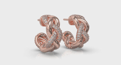 Alternating Diamond Twist Huggie Hoop Earrings