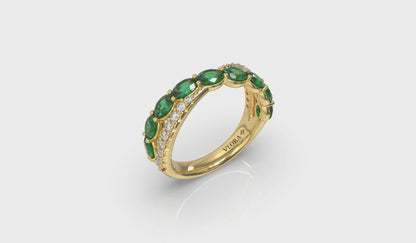 Multi Diamond and Emerald Twist Statement Ring