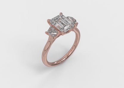 Tapestry Three Stone Emerald Cut Engagement Ring