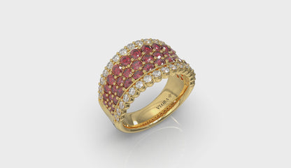 Diamond and Ruby Multi-Row Statement Ring