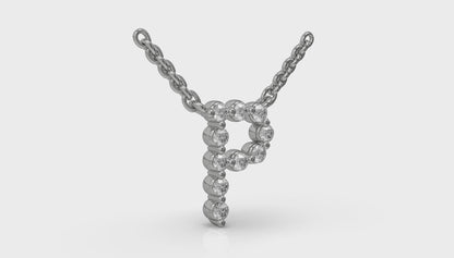 Diamond Alphabet Pendant Necklace, P