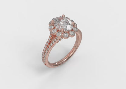 Matching Band for Corsage Halo Oval Engagement Ring