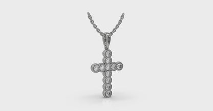 Rounded Bezel Set Diamond Cross Pendant