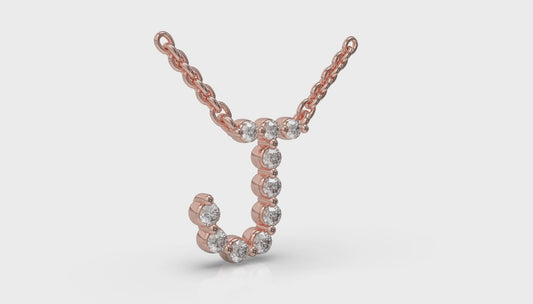 Diamond Alphabet Pendant Necklace, J