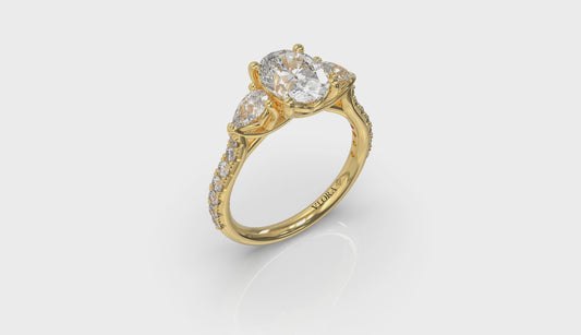 Graceful Trio Three Stone Engagement Ring