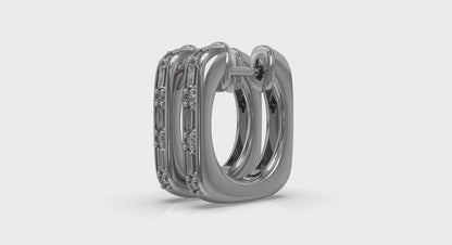 Elongated Baguette Diamond Huggie Earrings