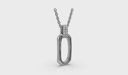 Diamond Accent North South Open Oval Pendant with Link Necklace