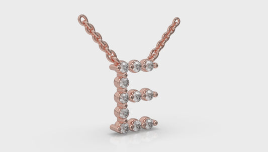 Diamond Alphabet Pendant Necklace, E