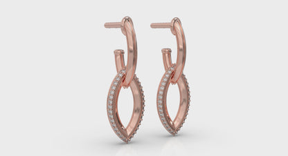 Open Navette Silhouette wtih Diamonds Earrings