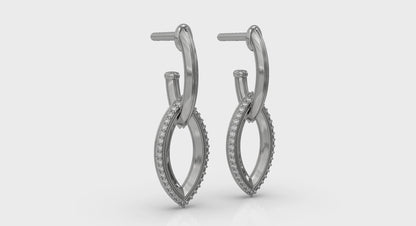 Open Navette Silhouette wtih Diamonds Earrings