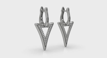 Diamond Open Double Trinity Huggie Earrings