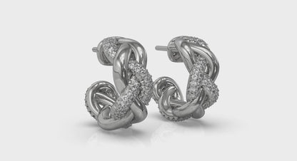 Alternating Diamond Twist Huggie Hoop Earrings