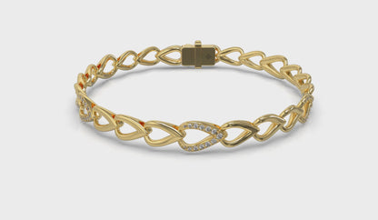 Diamond Open Tear Drop and Multi Tear Drop Link Bracelet