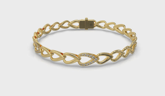 Diamond Open Tear Drop and Multi Tear Drop Link Bracelet