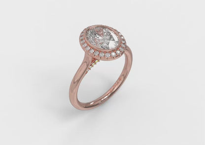 Regal Halo Oval Bezel Engagement Ring