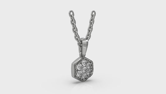 Diamond Cluster Honeycomb Pendant Necklace