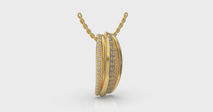 Triple Row Diamond Fluted Pendant