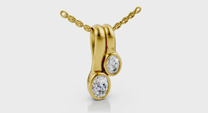 Bezel‑set Oval Diamond Double‑Drop Necklace