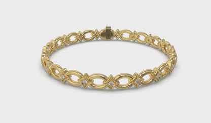 Interlocking Open Circle and Vlora Star Bracelet with Diamonds