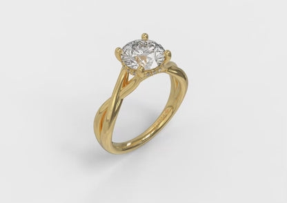 Matching Band for Entwined Solitaire Engagement Ring with Hidden Halo