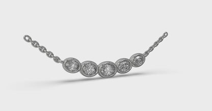 Bezel Set Diamond Curve Pendant Necklace