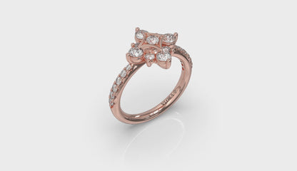 Floating Diamond Floral and Vlora Star Ring