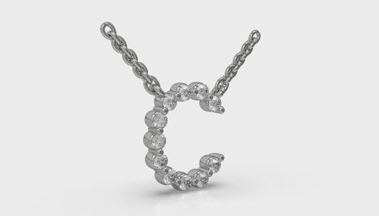 Diamond Alphabet Pendant Necklace, C