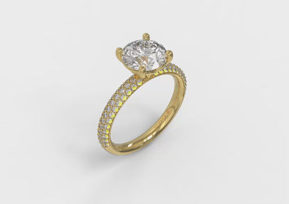 Shimmering Engagement Ring with Micropave Band