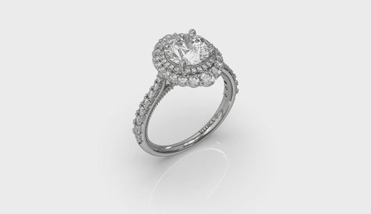 Cathedral Arch Double Halo Round Engagement Ring