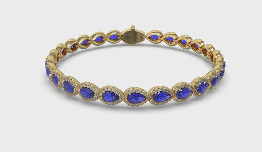 Diamond and Sapphire Hinged Bangle