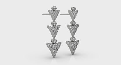 Diamond Trinity Drop Statement Earrings