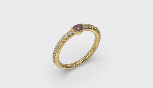 Diamond and Oval Ruby Centerstone Ring
