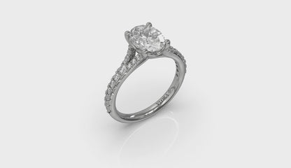 Splendid Cathedral Split Shank Oval Engagement Ring