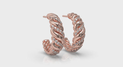 Diamond Pavé Twisted Hoop Earrings