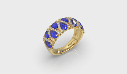 Multi Diamond and Sapphire Statement Ring