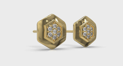 Diamond Cluster Honeycomb Stud Earrings