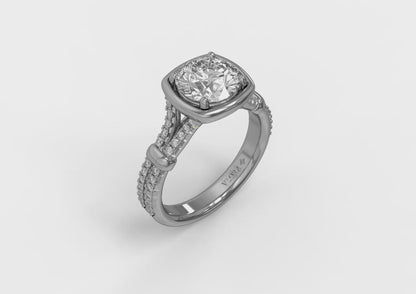 Diamond Frame Pavé Engagement Ring