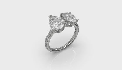 Duet Oval and Pear Two Stone Engagement Ring