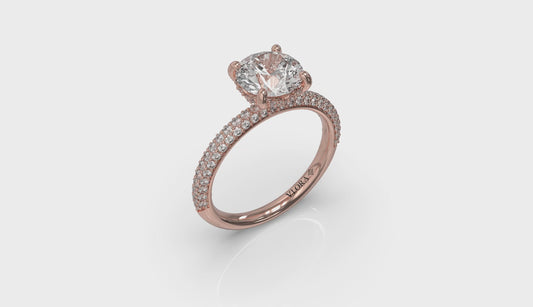 Shimmering Hidden Halo Engagement Ring with Micropave Band
