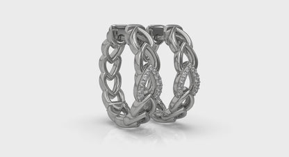 Diamond Accent Open Multi Tear Drop Link Earrings